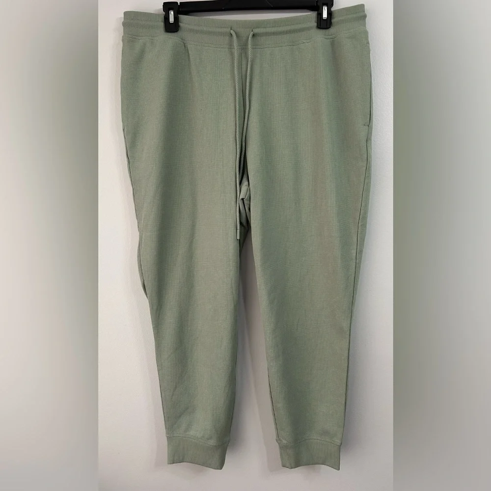 Max & Mia Sage Green XXL Waffle Knit Jogger Pants - Picture 2 of 9